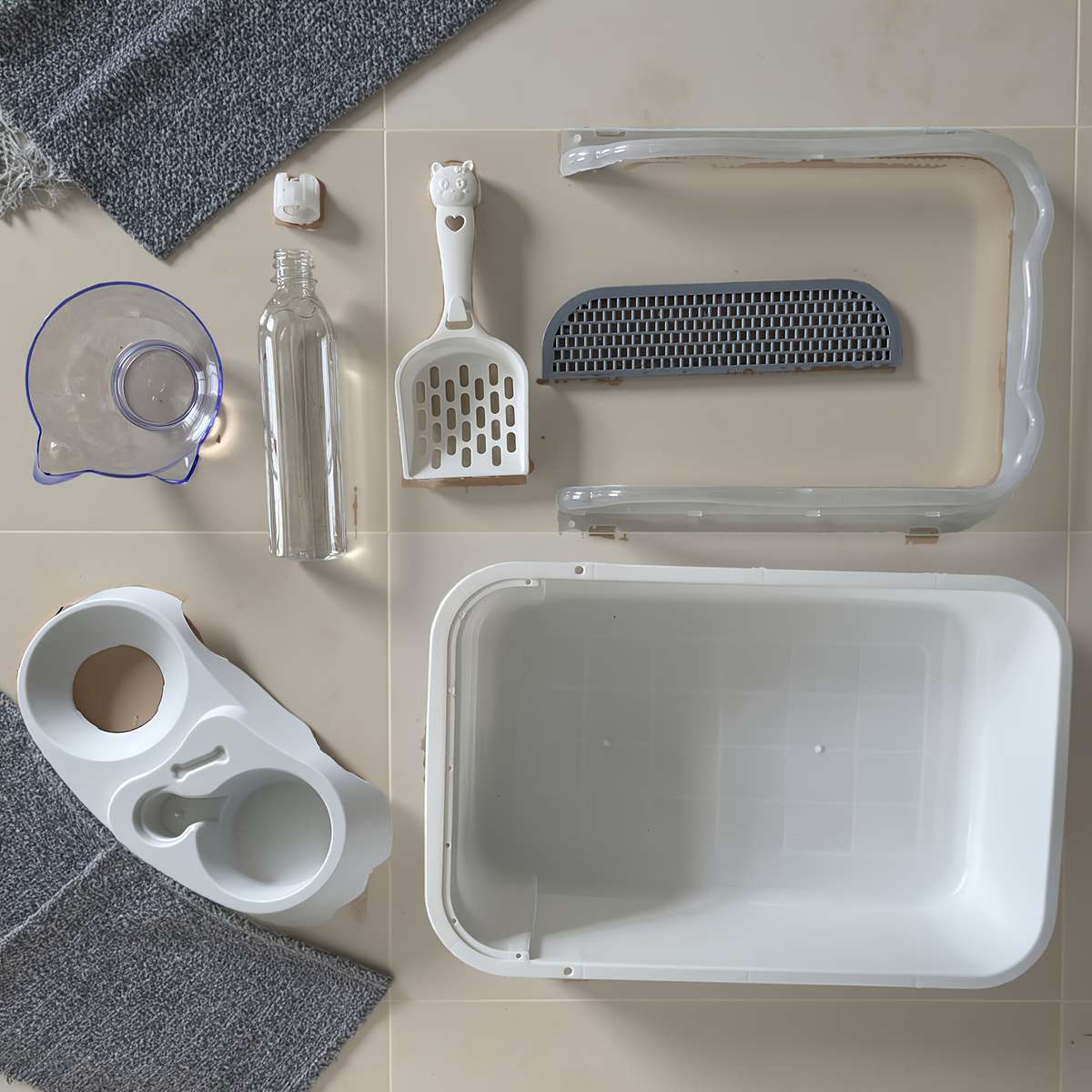 Pet supplies Items Extra Large Cat Litter Scoop and Self    Filling Food Bowl Set