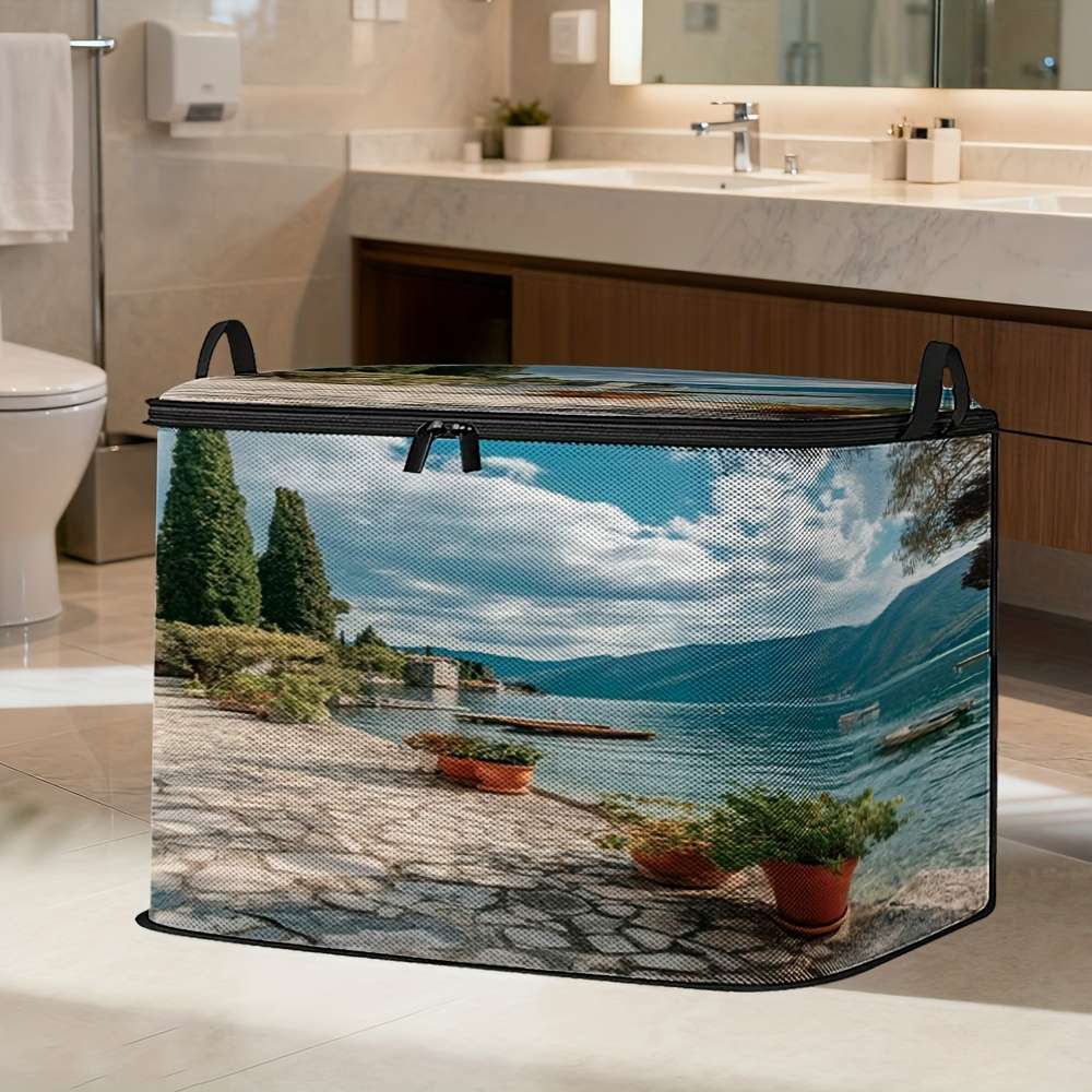 Modern Alpine Lake Landscape Painting Storage Bag