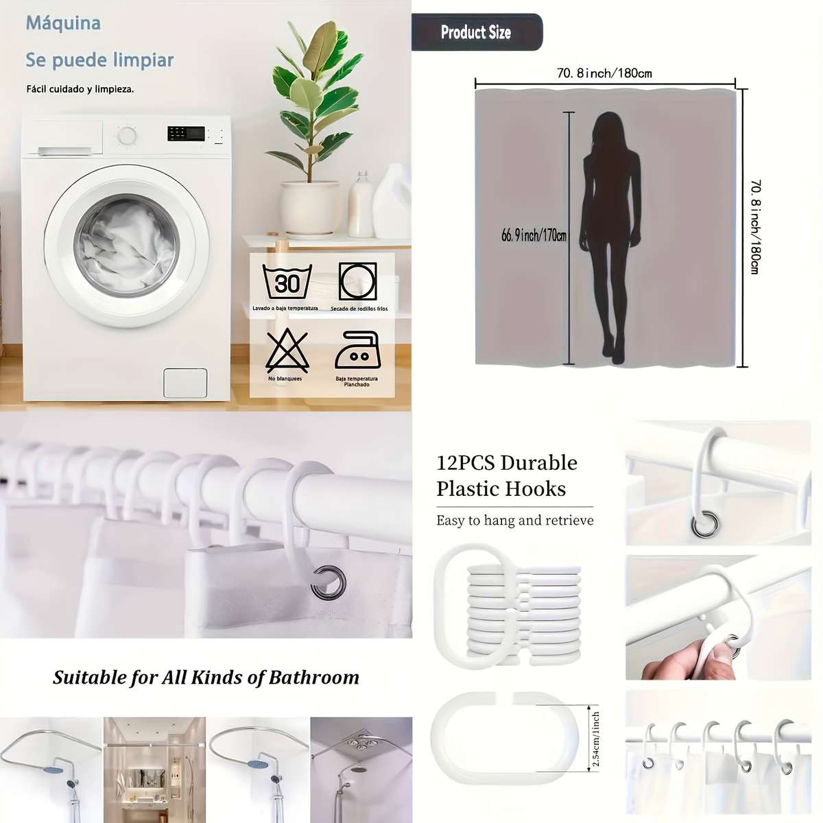 Waterproof Shower Curtain Color Polychrome Size 240X200239.98Cm*200.0Cm