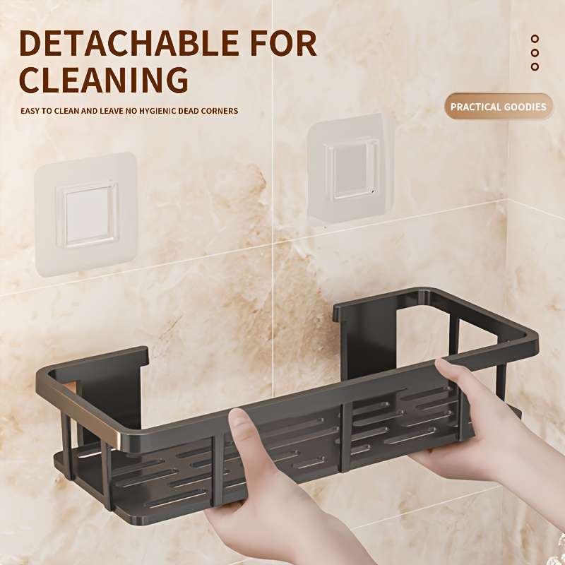 Bathroom Storage Rack Color 4Pcs Black Rectangular Storage Rack