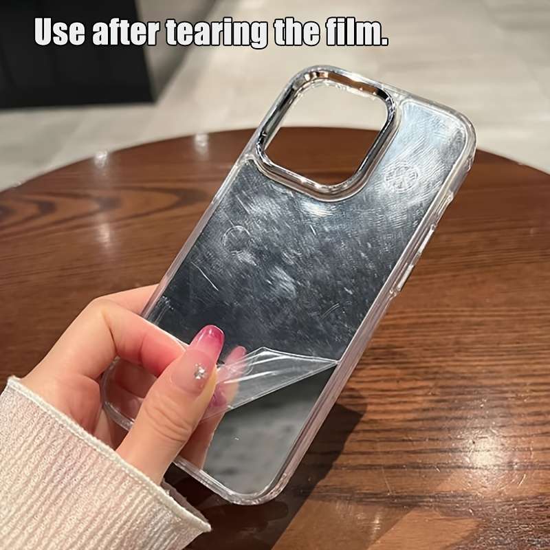1Pc Silvery For iPhone 16 Makeup Mirror Phone Case
