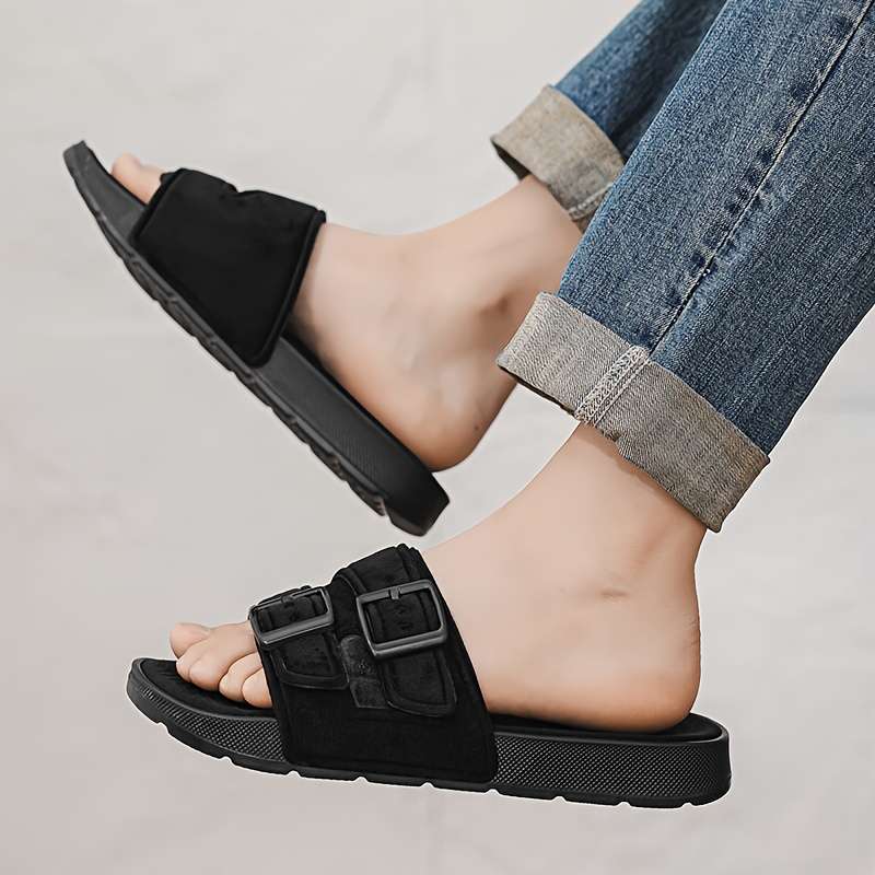 Men Slippers Summer Style Black Size Uk 7