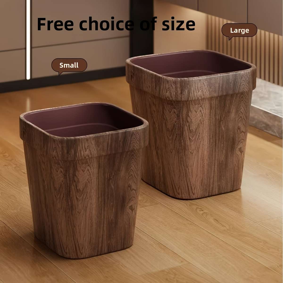 Garbage Can Color Press Ring Wood Grain 7L
