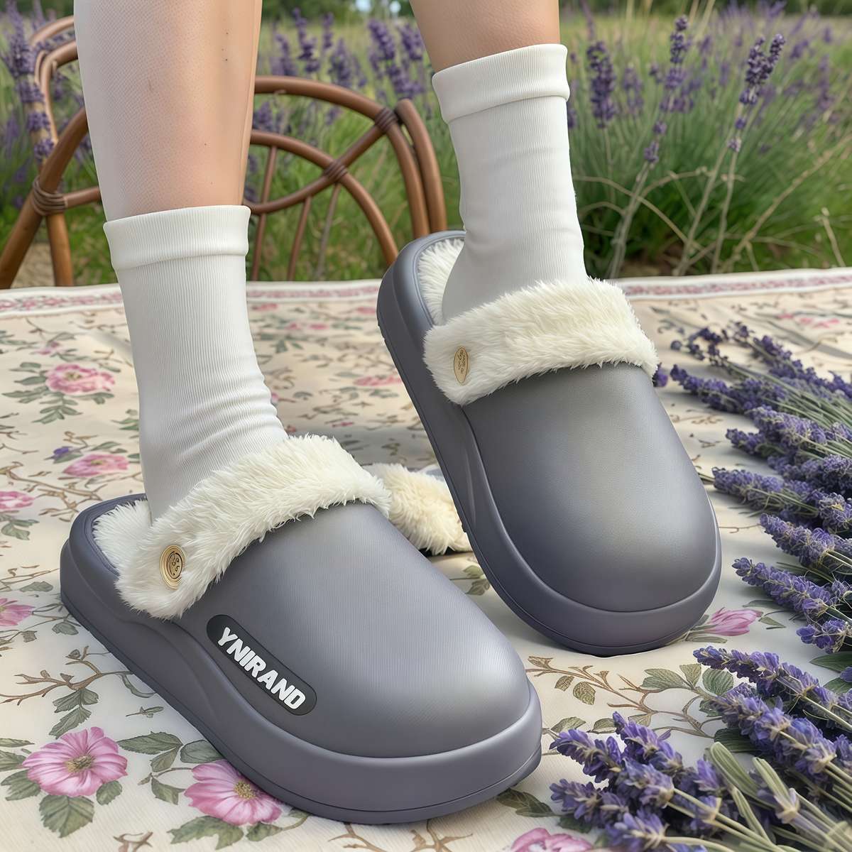 Cotton Slippers Color Grey Sizeuk 6.5-7
