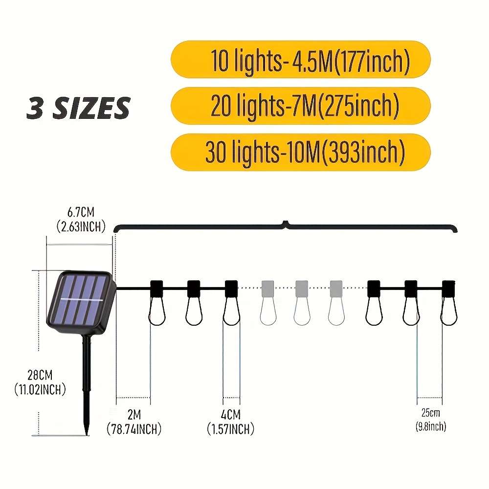 String Lights Quantity 23Ft 7M 20 Bulbs