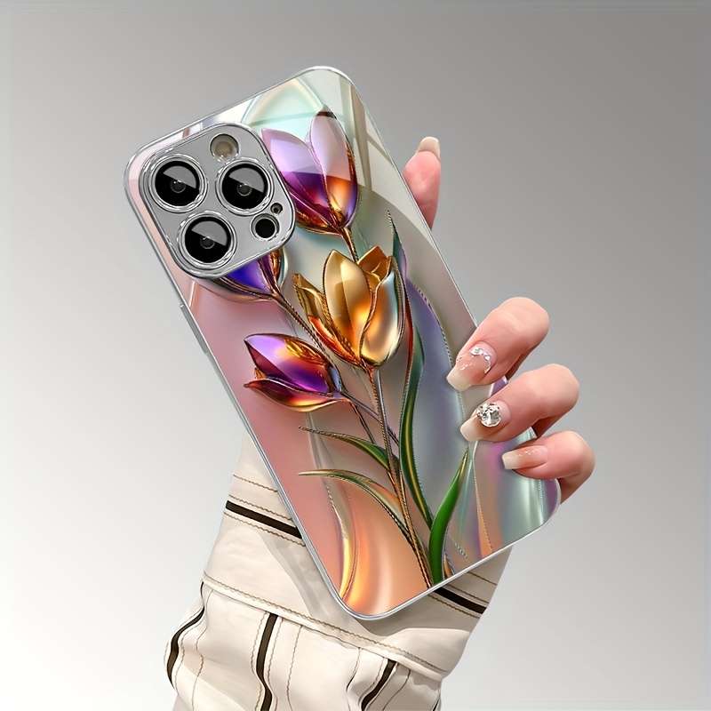 1Pc Mixed Color  For iPhone 8 Tulip Pattern Phone Case