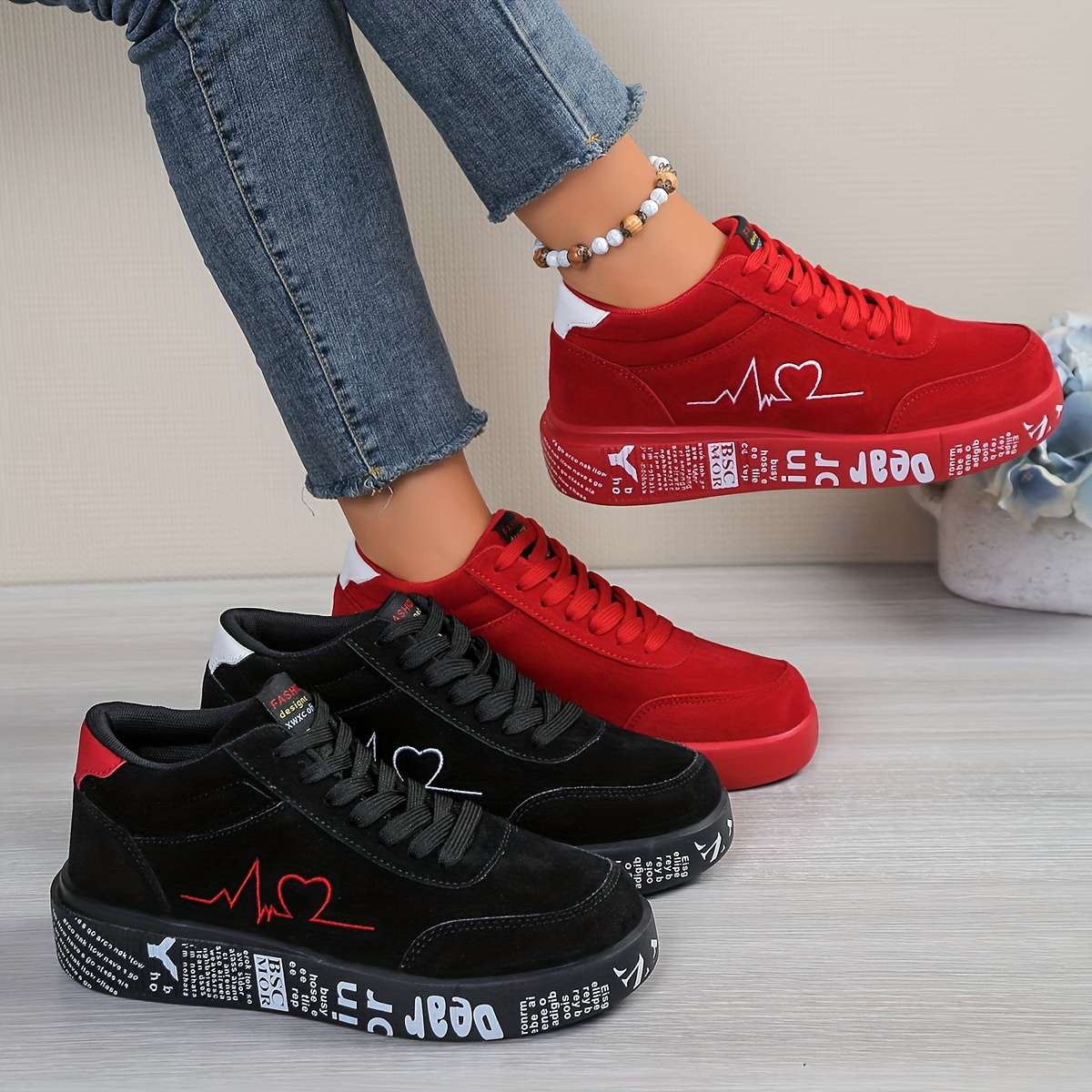 Women S Sneakers Color Blackred Sizeuk 10.5