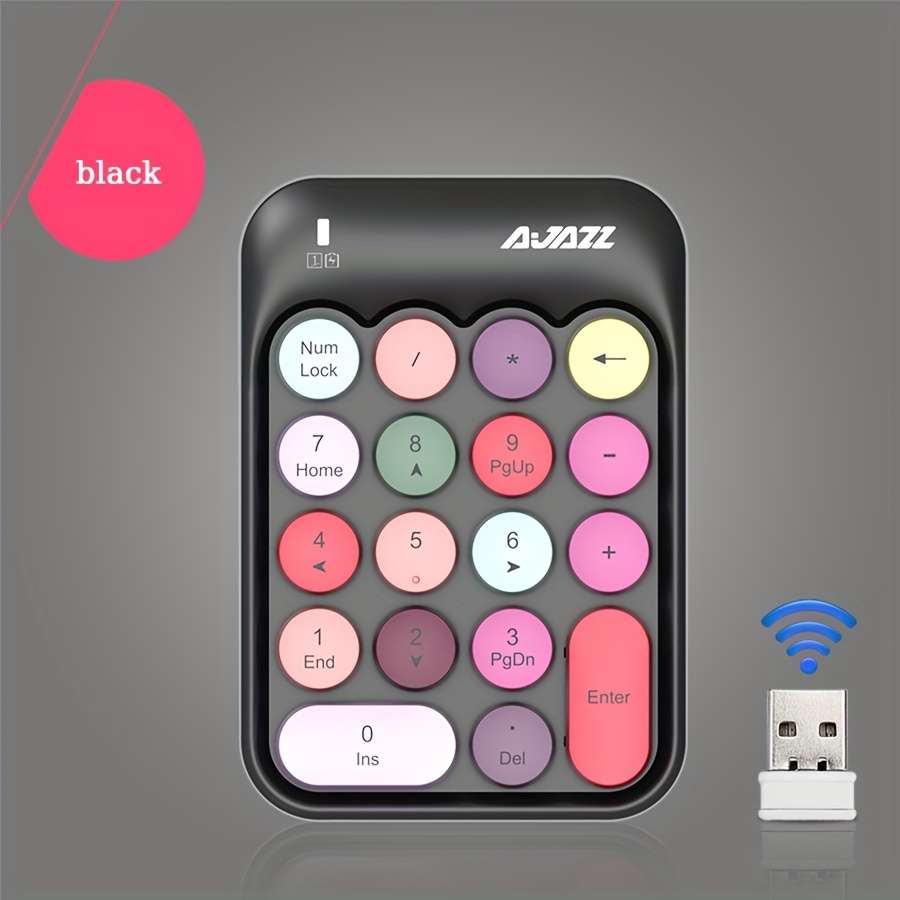 keyboard Model AK18 Wireless Numeric Keyboard Green Mixed Color