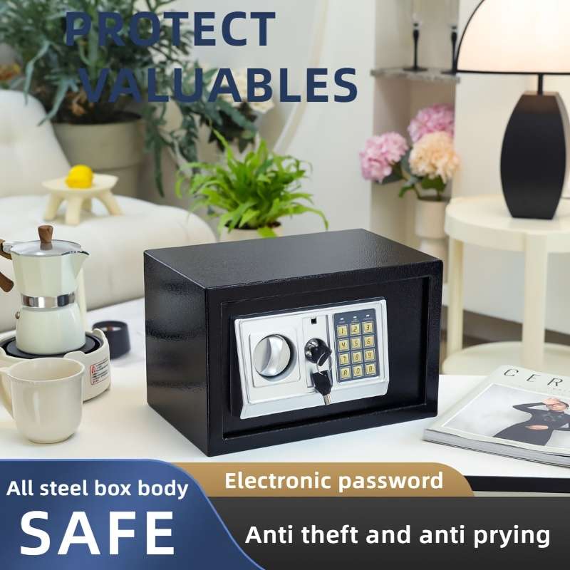 Safe Color Black Electronic Code  2 Mechanical Keys