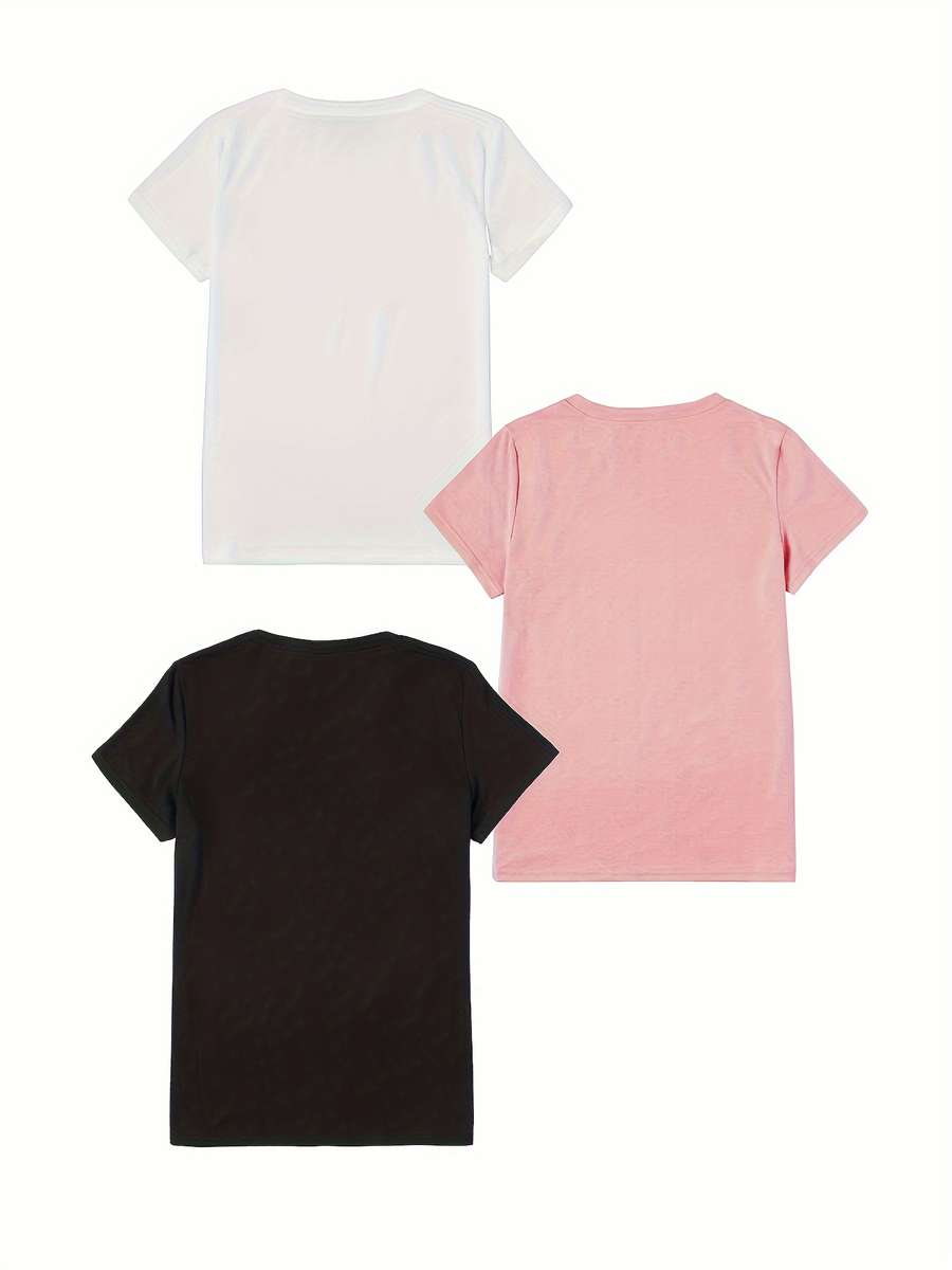 Womens T Shirt Color Mixed Color Black White Powder Sizem