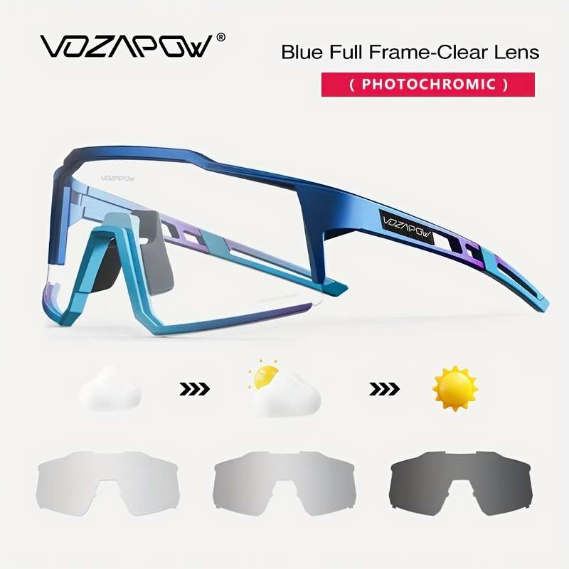Cycling Glasses Color White Frame Photochromic Red