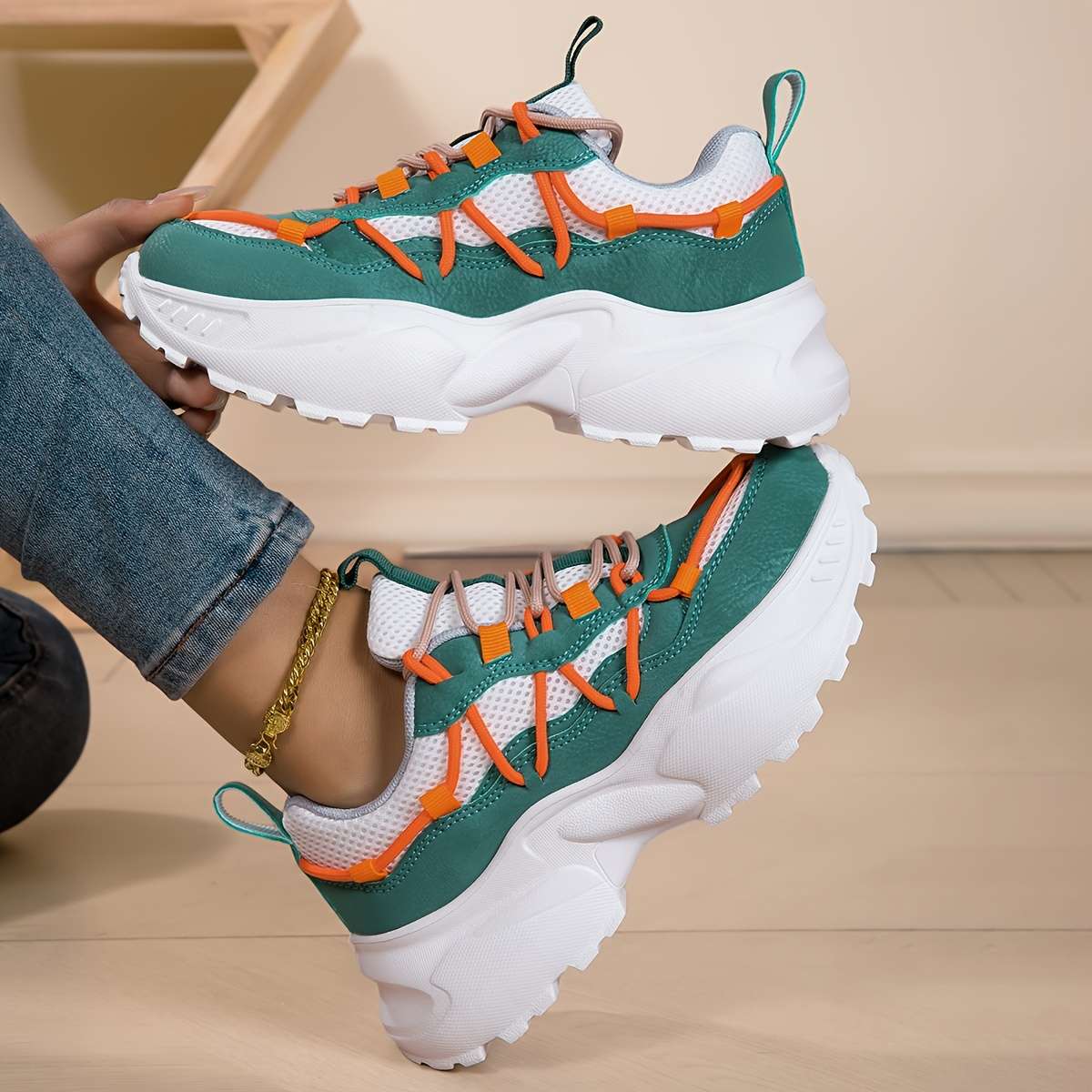 Women S Sneakers Color White And Green Sizeuk 5