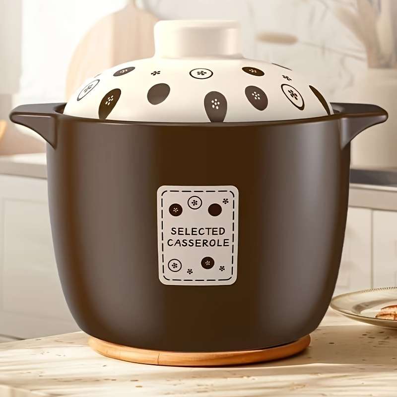 4.6L Elegant Brown Ceramic Induction Compatible Stockpot