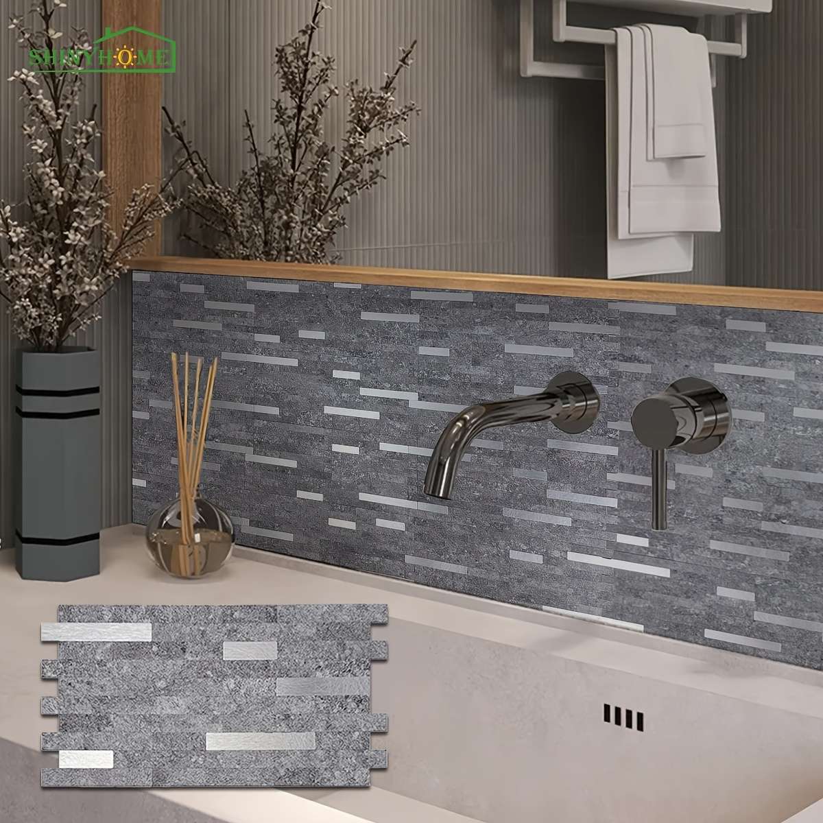 30PCS Vintage Removable Glossy Peel And Stick Wallpaper Like Vinyl Home Decor