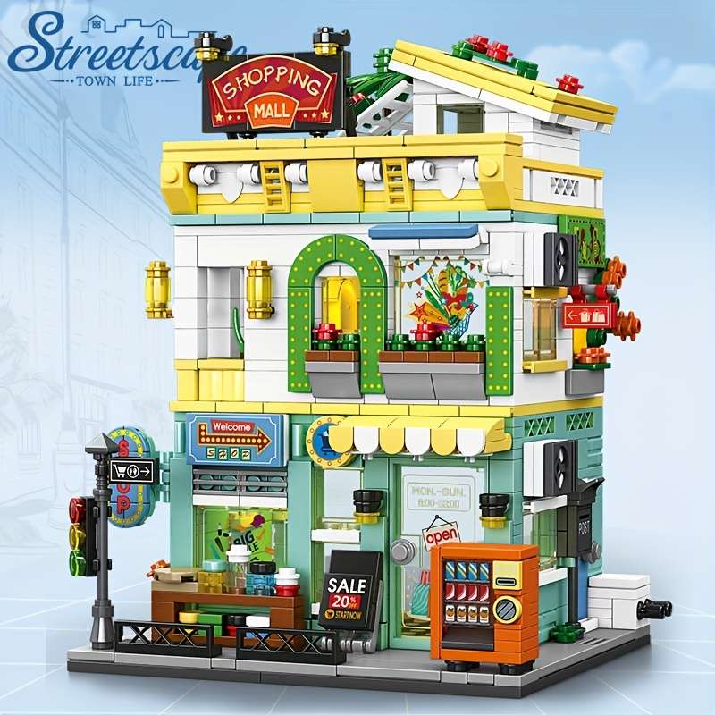Building Toy Architectural Model Toy Set Color Shopping Supermarket No Box