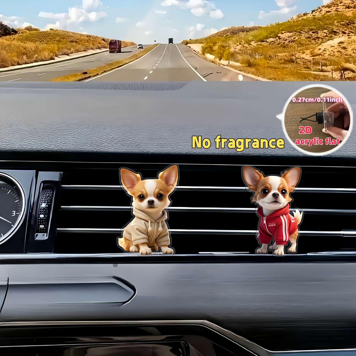 Car Interior Decor Style 2Pcs Cute Chihuahua