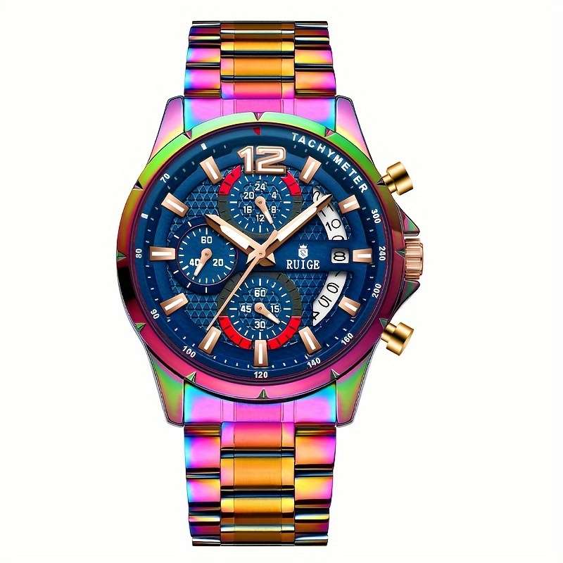 Men Fashion Luxury Skeleton Automatic Mechanical Watch Luminous Hands Rosecolor