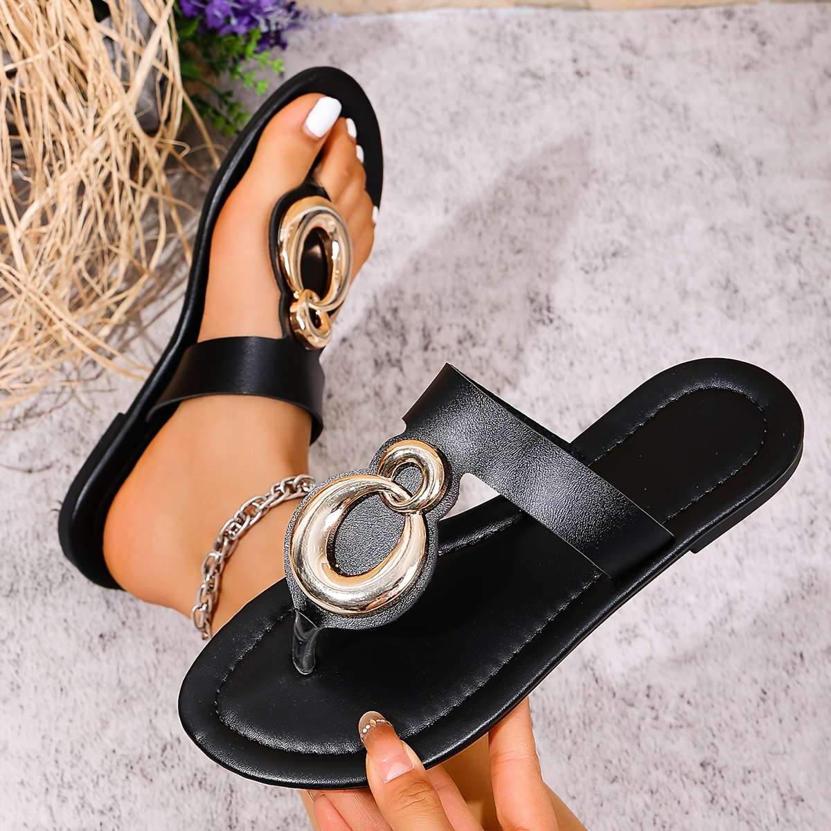 Ladies Summer Flip Flops Blue Uk 7.5