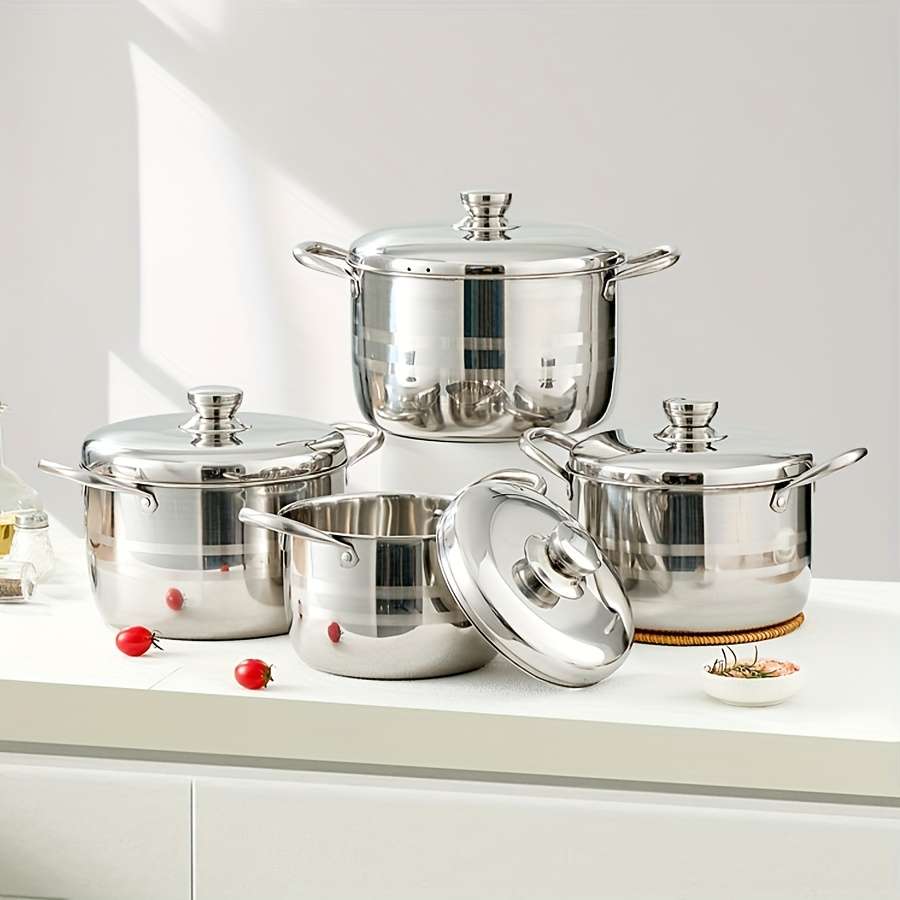 8Pcs Classic Stainless Steel Cookware Set