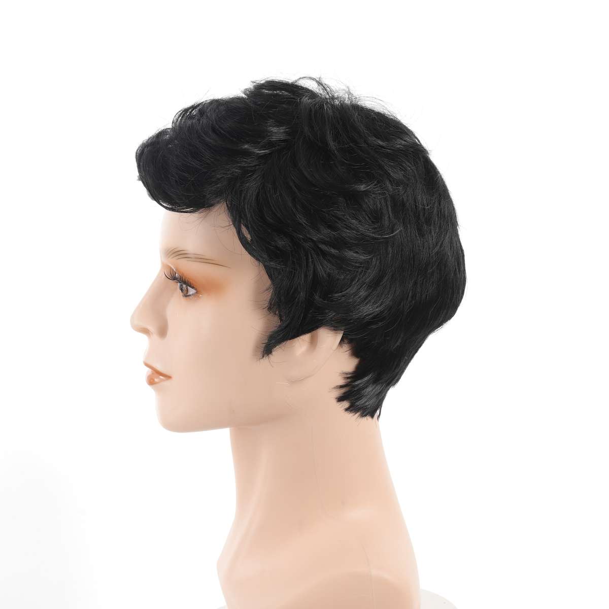 Black Mens Wigs Hair Length 10.16Cm
