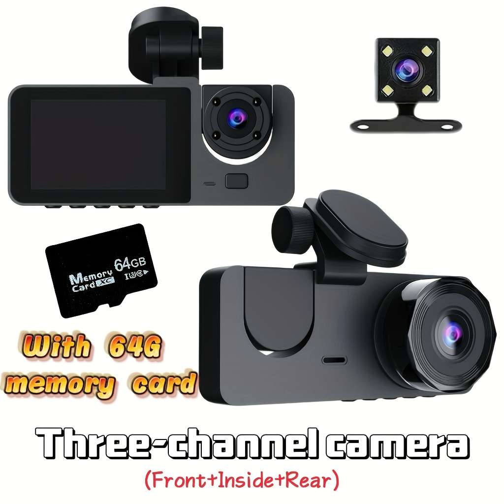 Dashcam Model Three Cameras  Front Interior And Rear  Including A 64Gb Card .