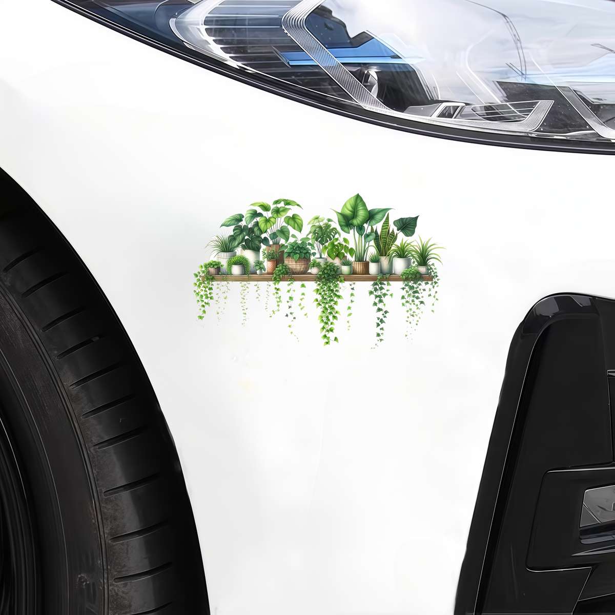 2PCS Premium Removable Creative Wall Stickers Tropical Green Plant Potted Home