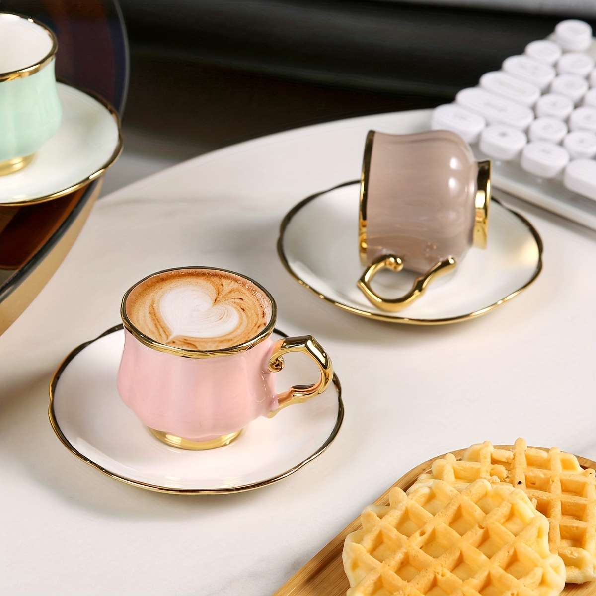 Water Cup Quantity 6 Cups And Saucers Lotus Cups 6 Colors