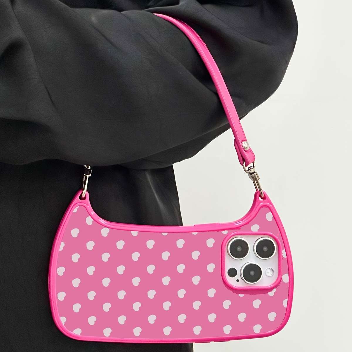 1Pc Rose Red For iPhone 12 Curved Bag Phone Case