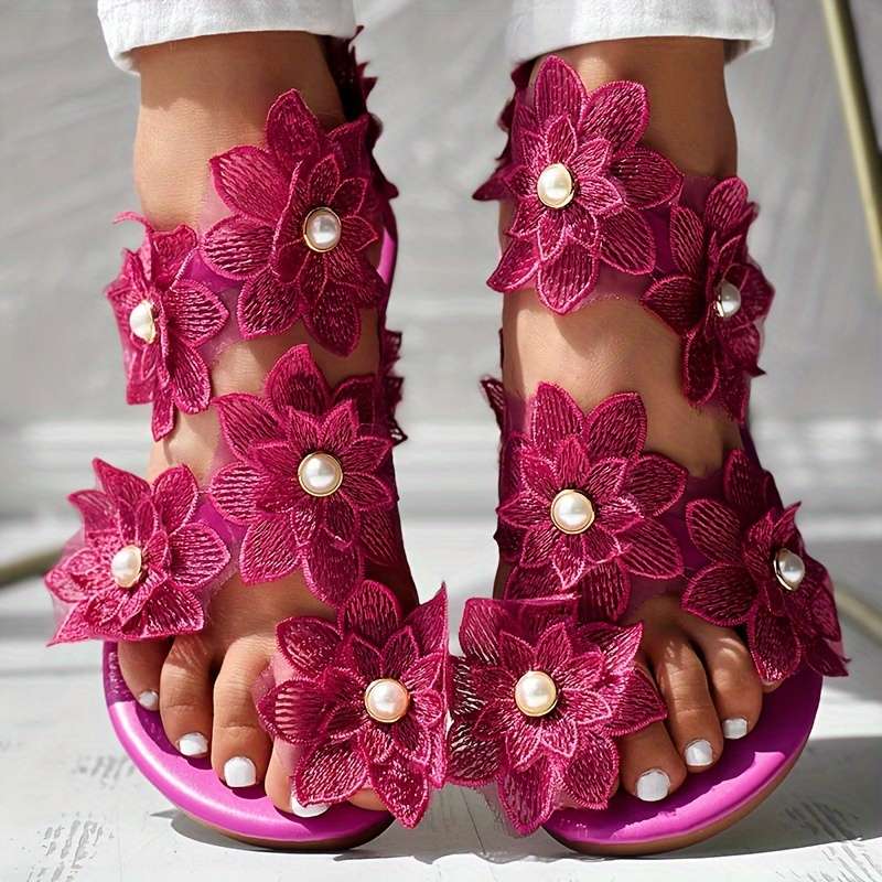 Ladies Summer Flip Flops Rose Red Uk 5