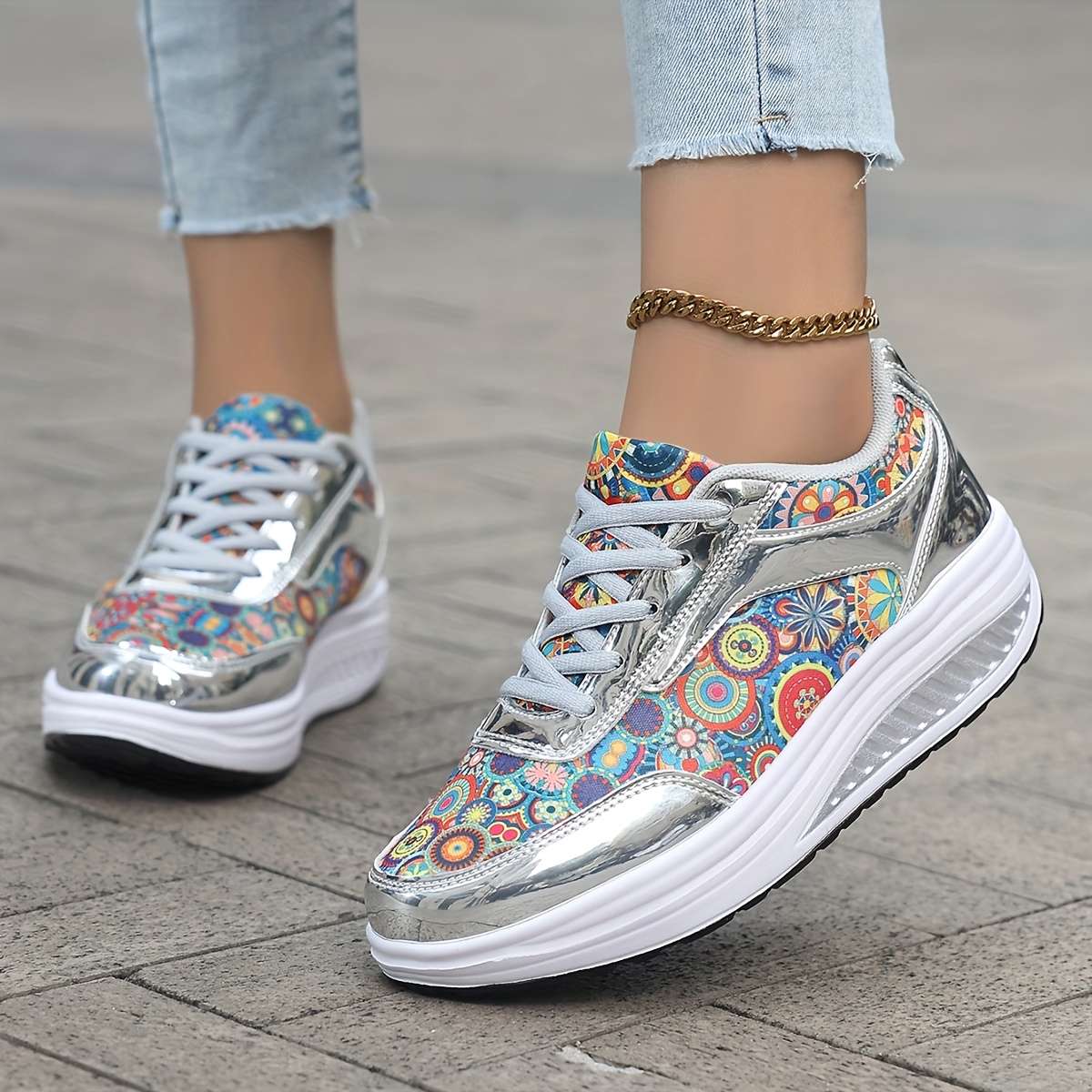 Sneakers Color Silvery Grey Sizeuk 7