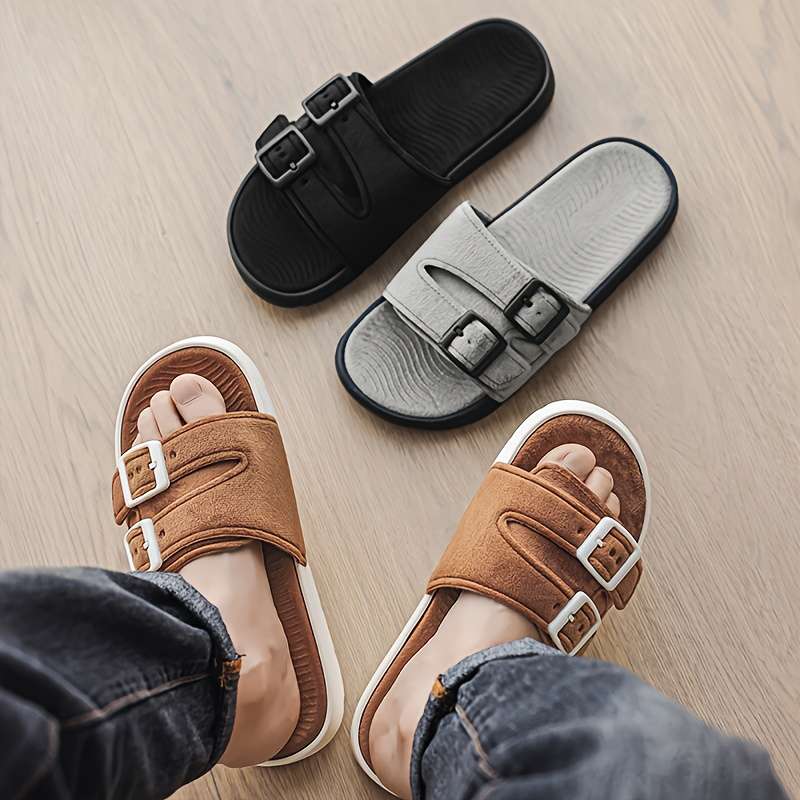 Men Slippers Summer Style Black Size Uk 7