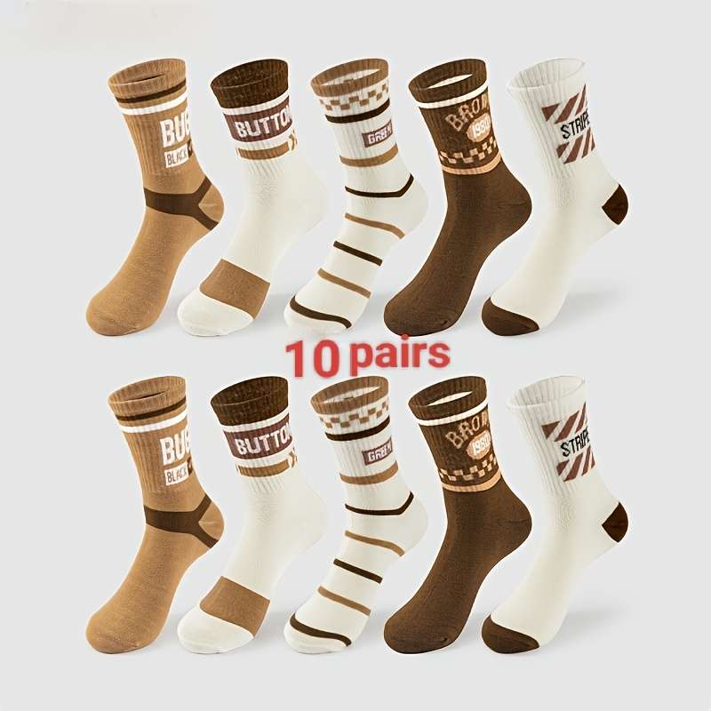 10 Pairs Random Mixed Colors One Size High Elastic Socks