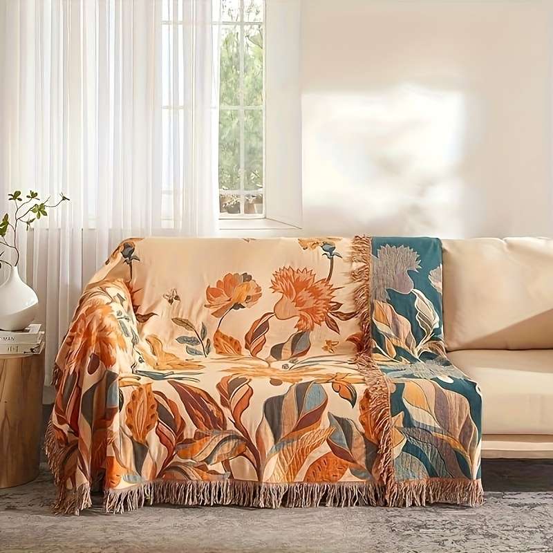 Blanket Boho Floral Size 203.2Cm X 228.6Cm