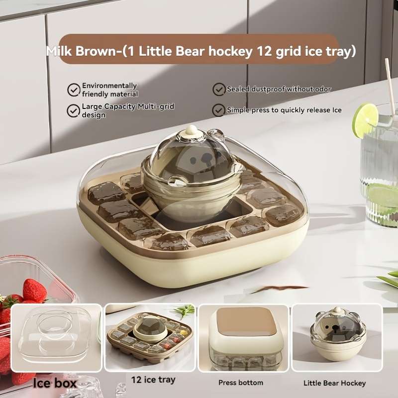 Ice Molds Color Tender Green Style2In1 Bear Ice Tray Press Bottom 12 Compartments  1 Ball