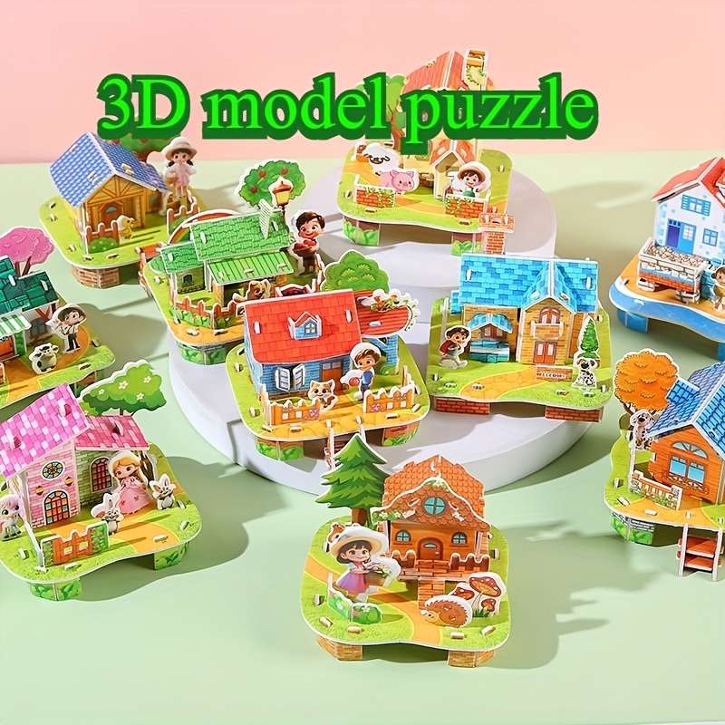 3D Building Model Puzzle Set Model 3Pcs Random Styles