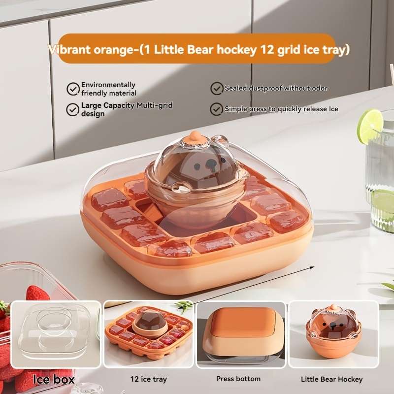 Ice Molds Color Tender Green Style2In1 Bear Ice Tray Press Bottom 12 Compartments  1 Ball