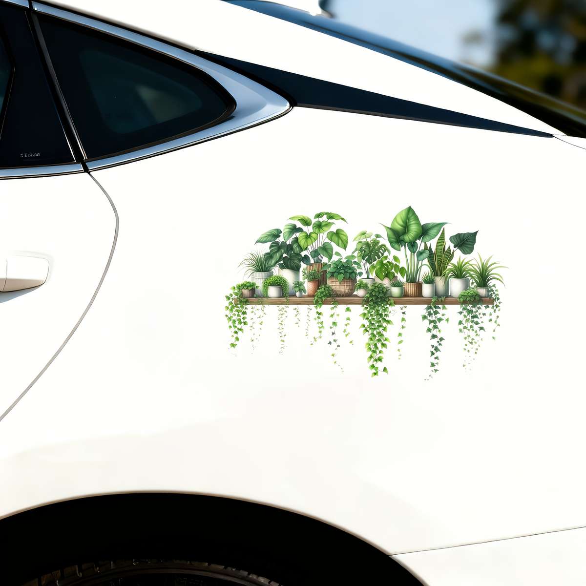 2PCS Premium Removable Creative Wall Stickers Tropical Green Plant Potted Home