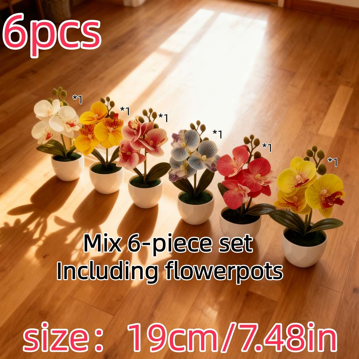 Simulated Flower Quantity A Colorful 6Piece Orchid Set Orchid  Pot