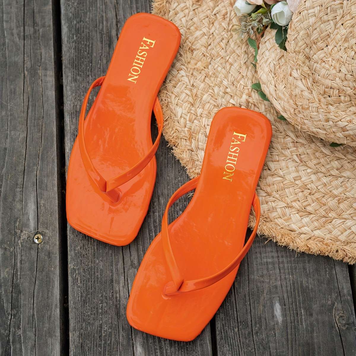 Ladies Summer Flip Flops Orange Uk 5