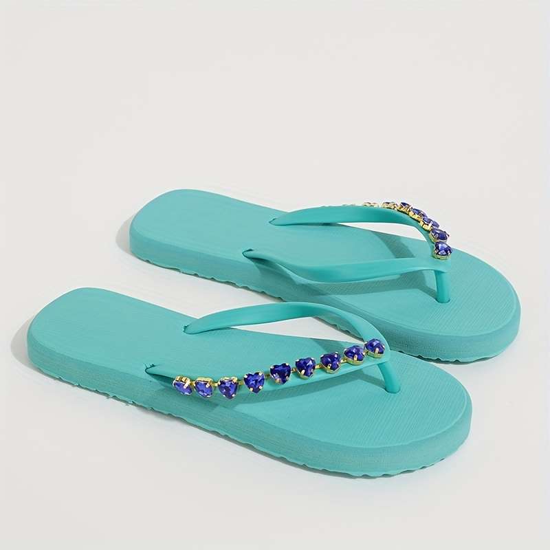 Ladies Summer Flip Flops Deep Sky Blue Uk 3.5-4