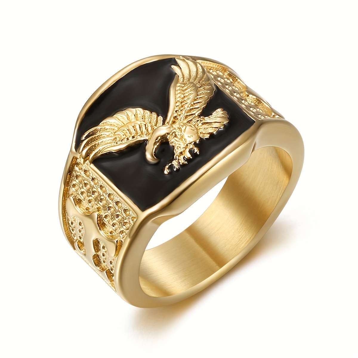 Artistic Eagle Boho Style Stackable Ring Color Golden Blue Red Size 7