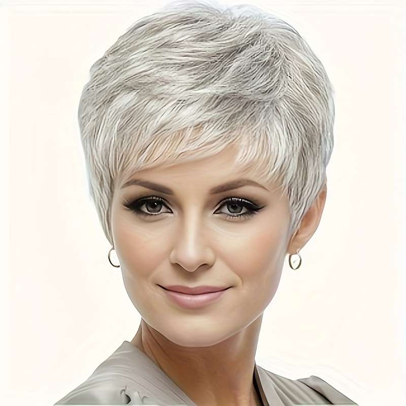 Granny Gray Womens Wigs Hair Length 20.32Cm