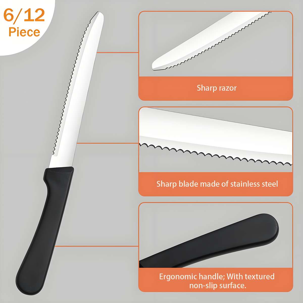 Fruit And Vegetable Knife Color Silvery 6 Pack