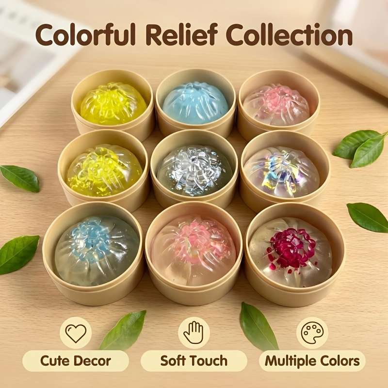 Squeezable Toys Style Crystal Steamed Buns Lid Steamer Items 6 Colors Random Shipment