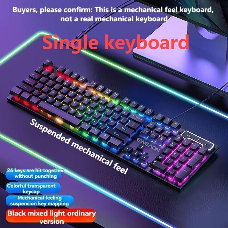 keyboard Items Black wired classic ice blue light   keyboard and mouse set