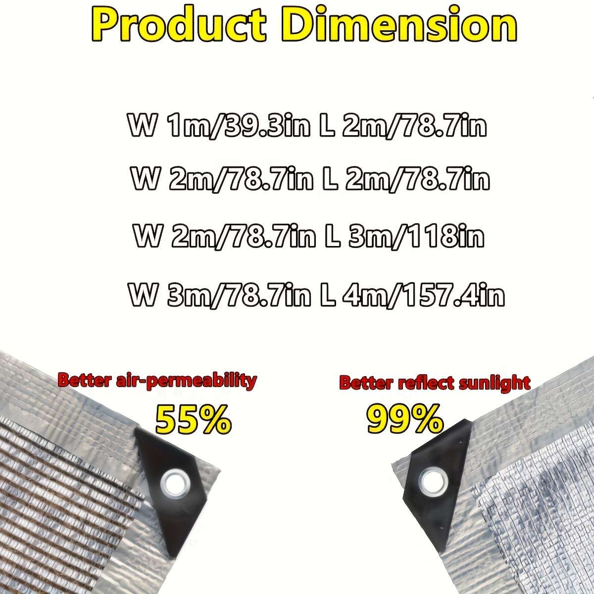 Shade Net Model 99% Reflective Sizewidth 1M39.3In Length 2M78.7In