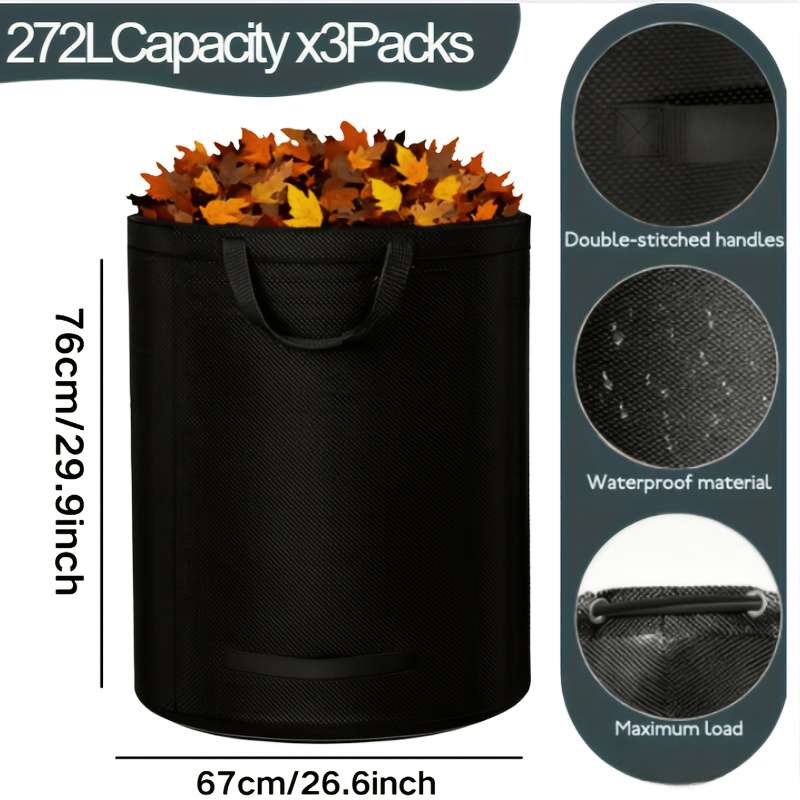 Trash Bagblackquantityblack 3 Pieces 272 Liters
