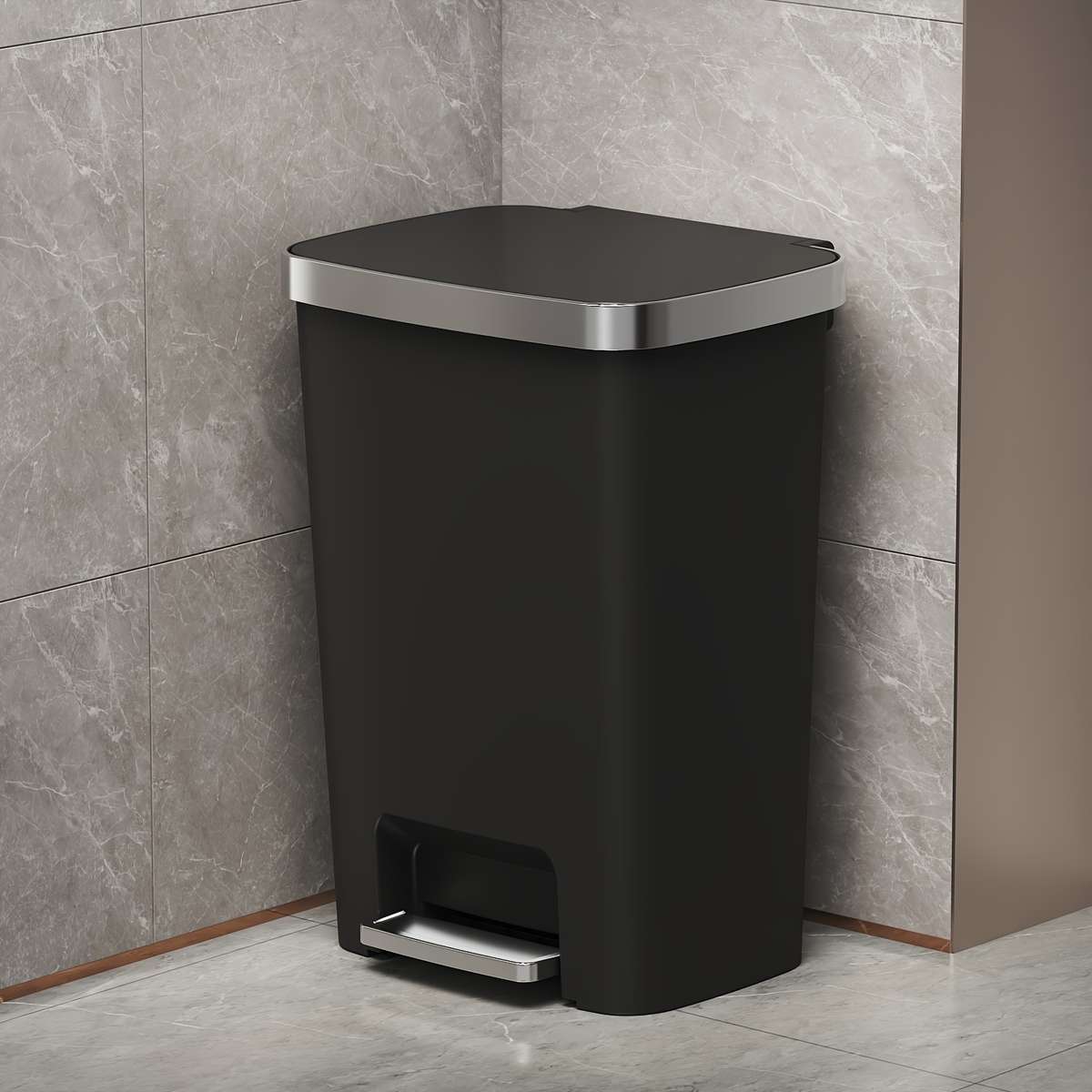 Garbage Can Model Black 50L13.21 Us Gal With Lid Footoperated
