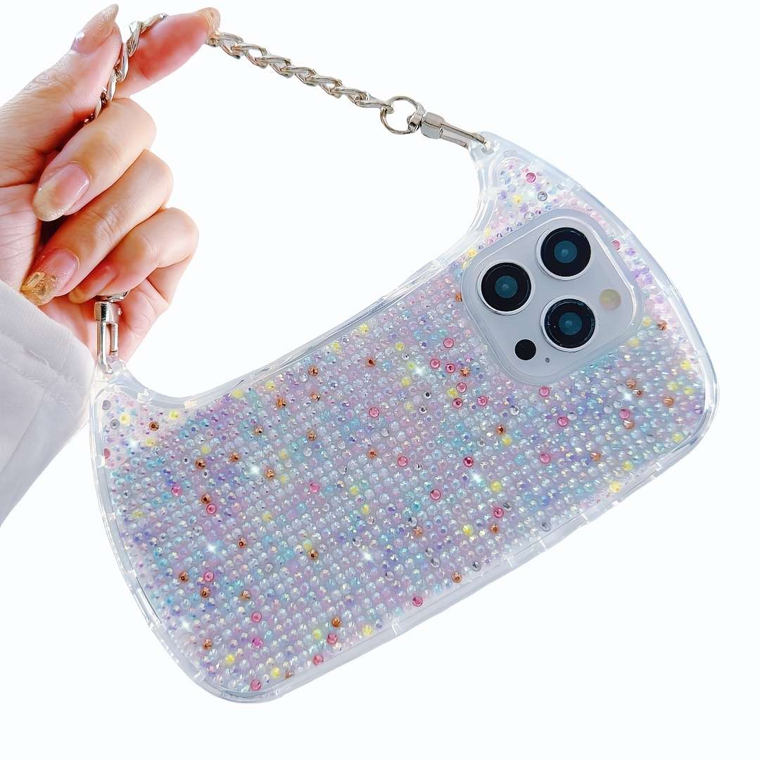 1Pc Silvery For iPhone 16 Plus Luxurious Diamond Phone Case