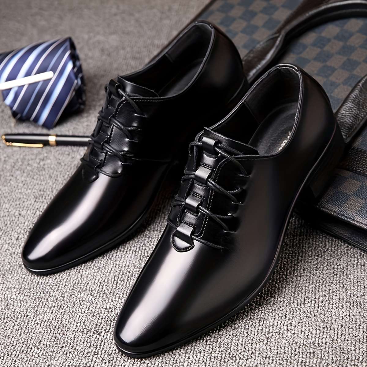 Mens Leather Shoes Color Black Sizeuk 10